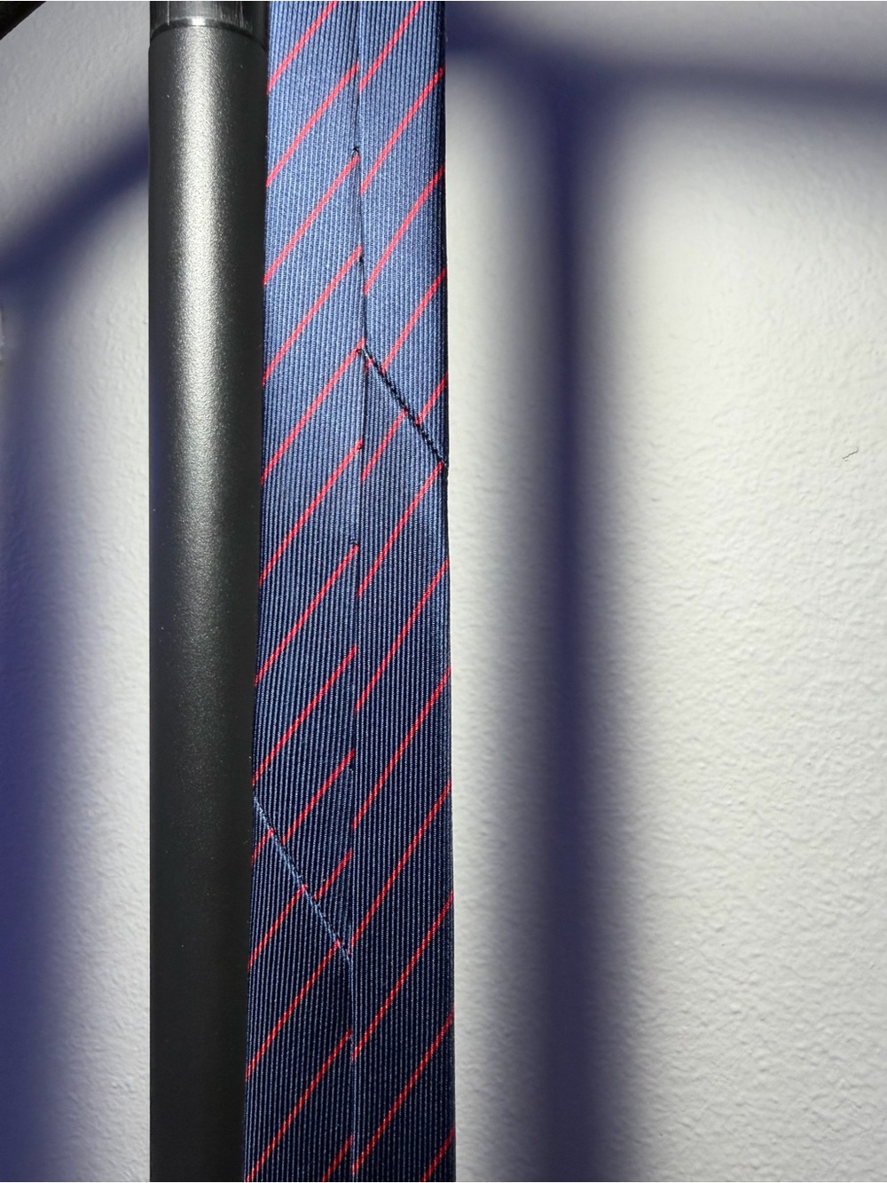 Gucci Navy Tie with Red Diagonal Stripe - Picture 12 of 12